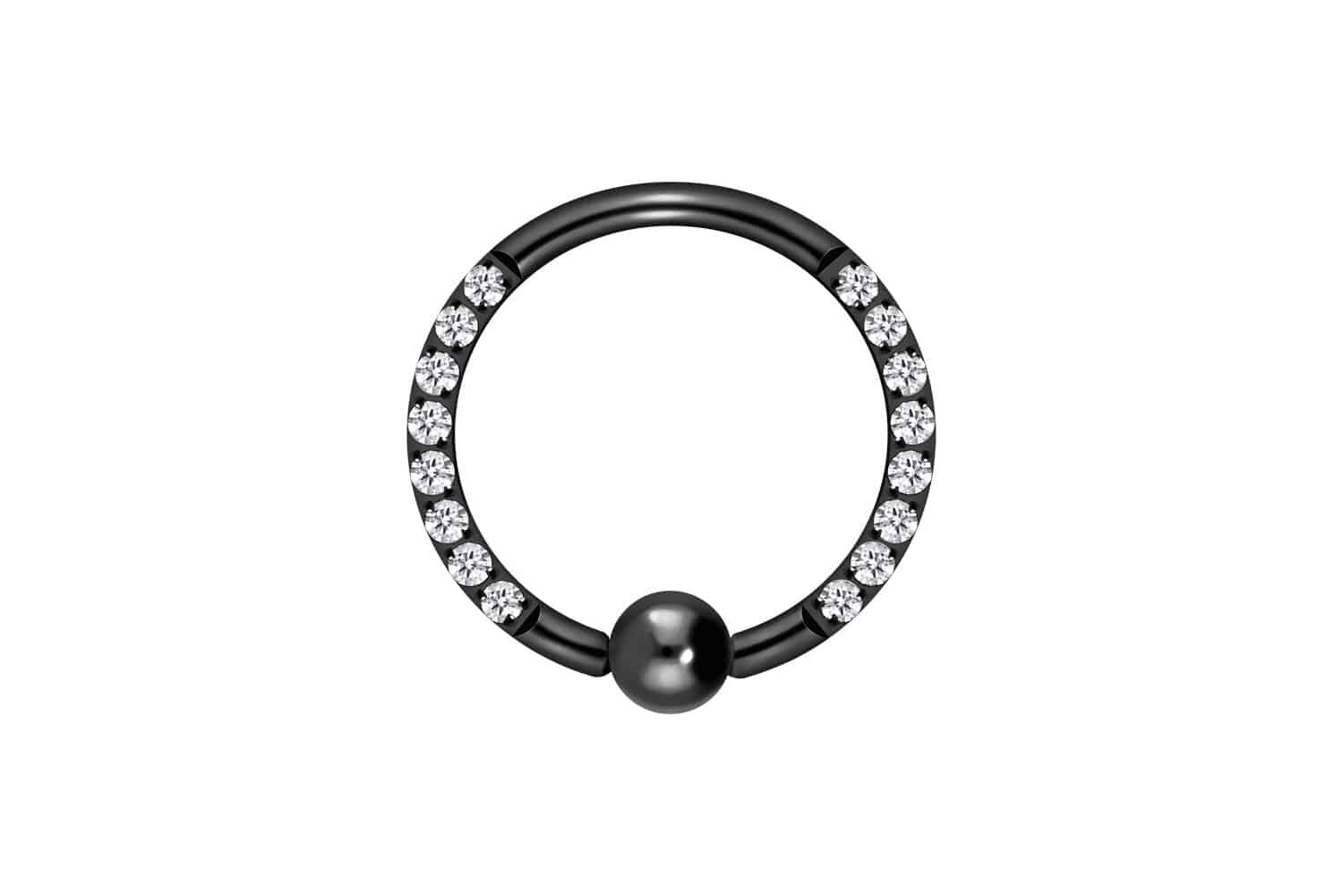 Titanium ball closure ring SETTED CRYSTALS