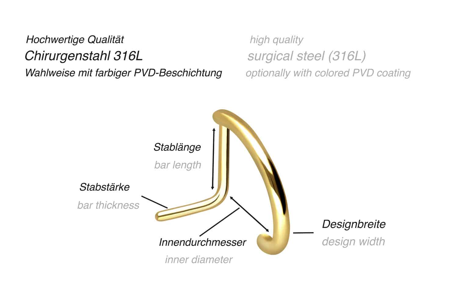 Chirurgenstahl Nasenstecker RUNDES DESIGN