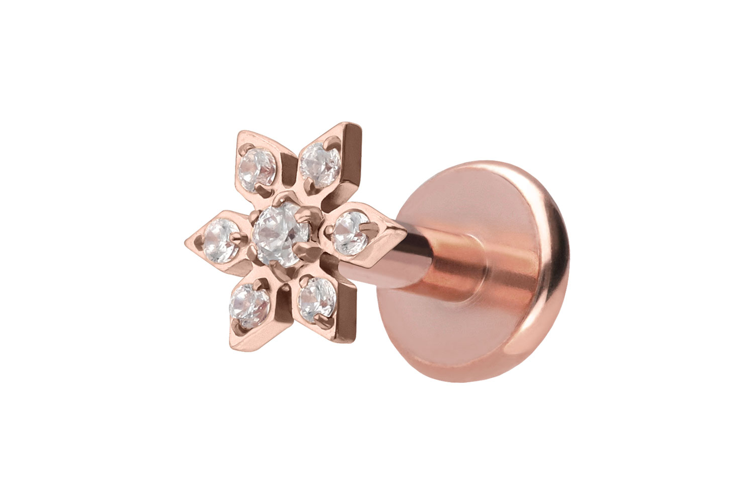 Titanium labret with push fit CRYSTAL FLOWER