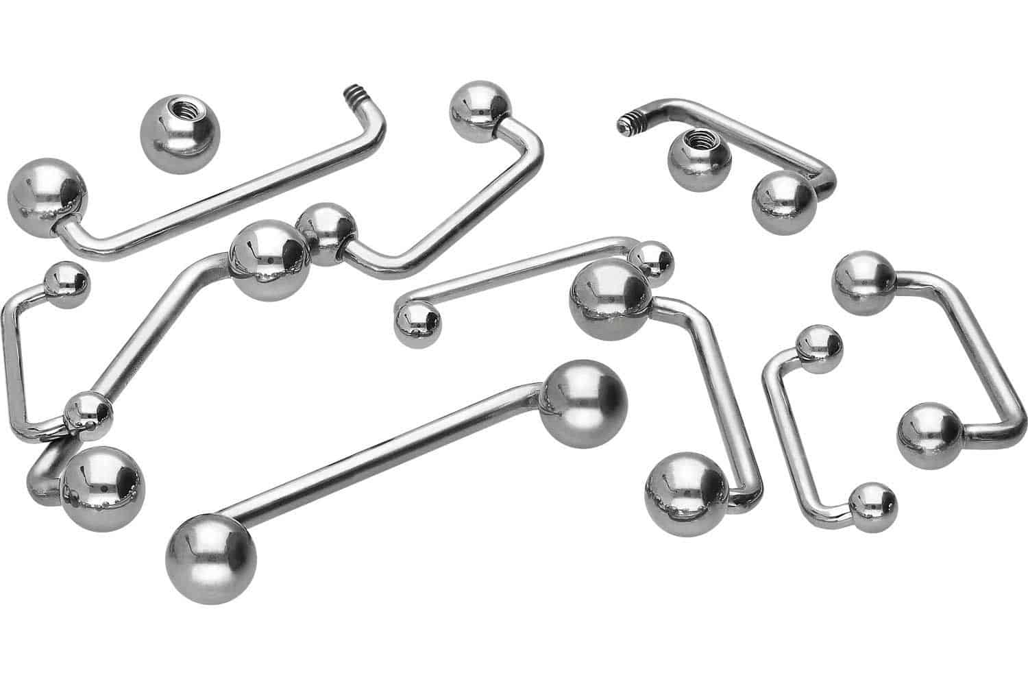 Titanium surface barbell (90 degree) with balls