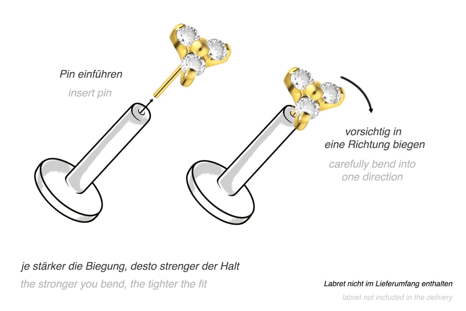 Titanium attachment with push pin CRYSTAL FLOWER