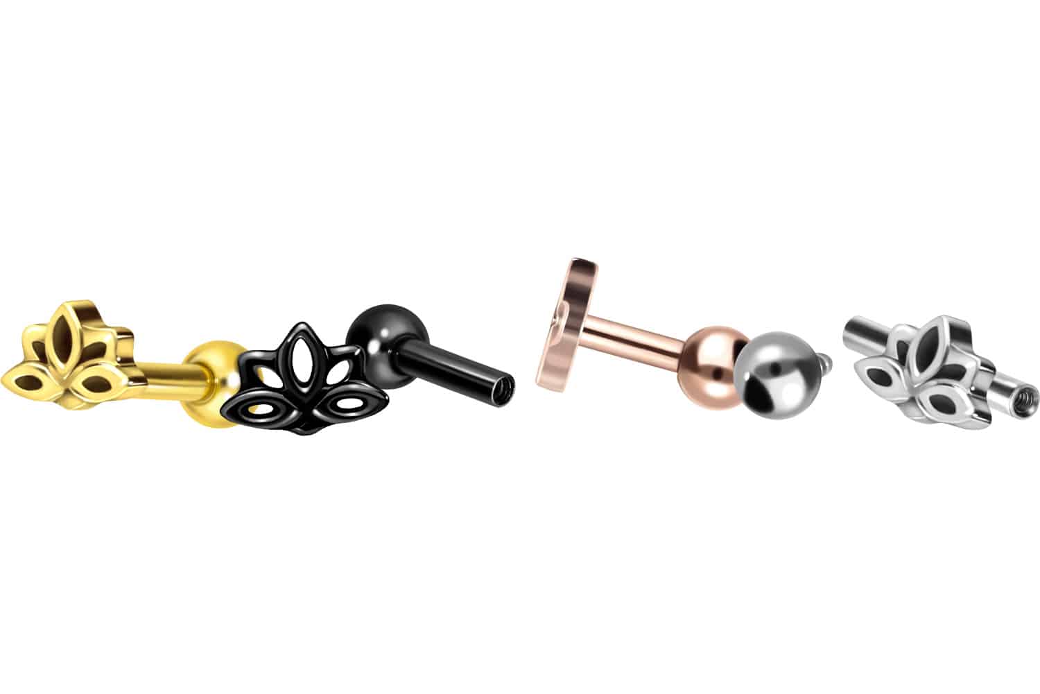 Titanium ear piercing with internal thread LOTUS BLOSSOM