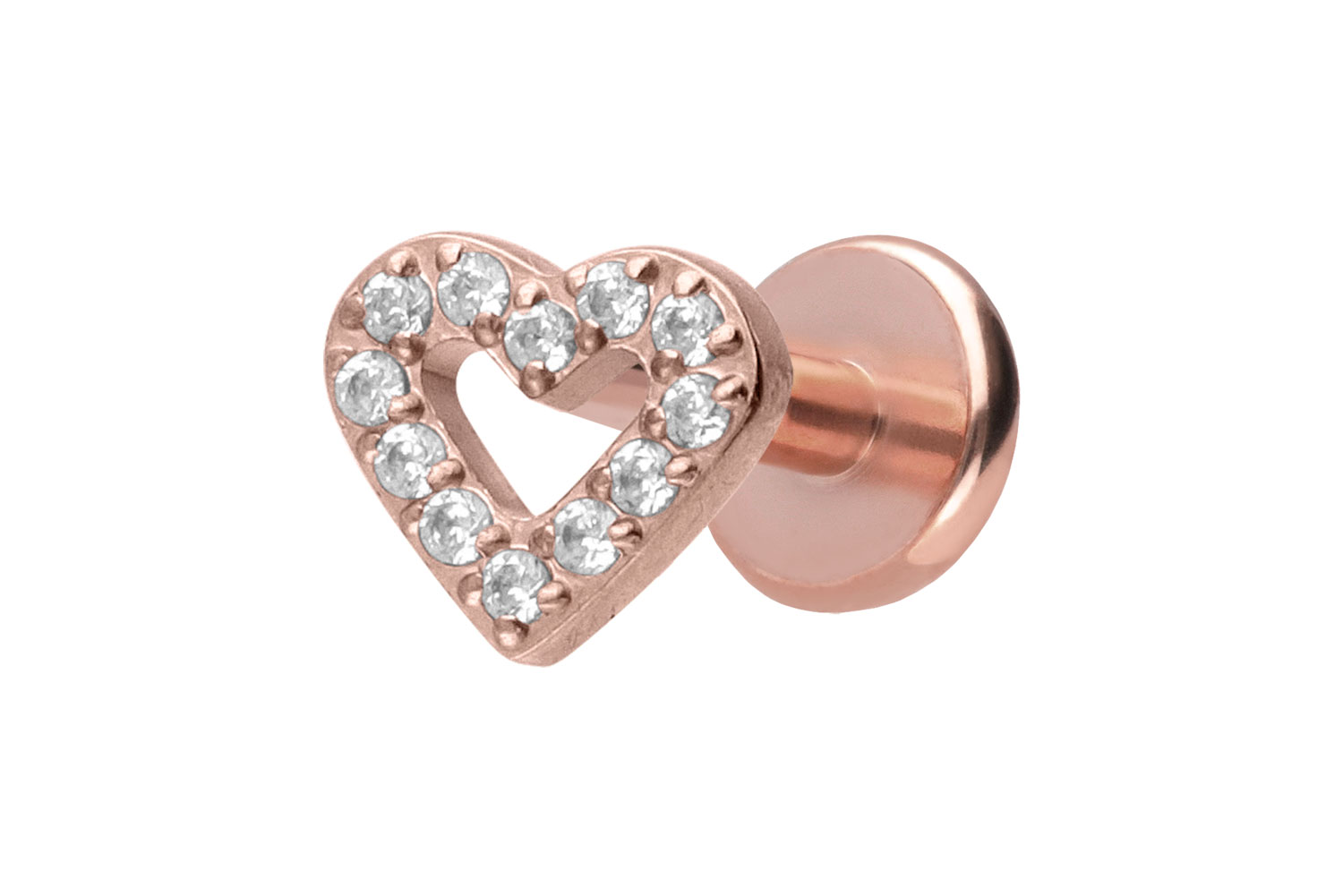 Titan Labret mit Push Fit KRISTALLHERZ