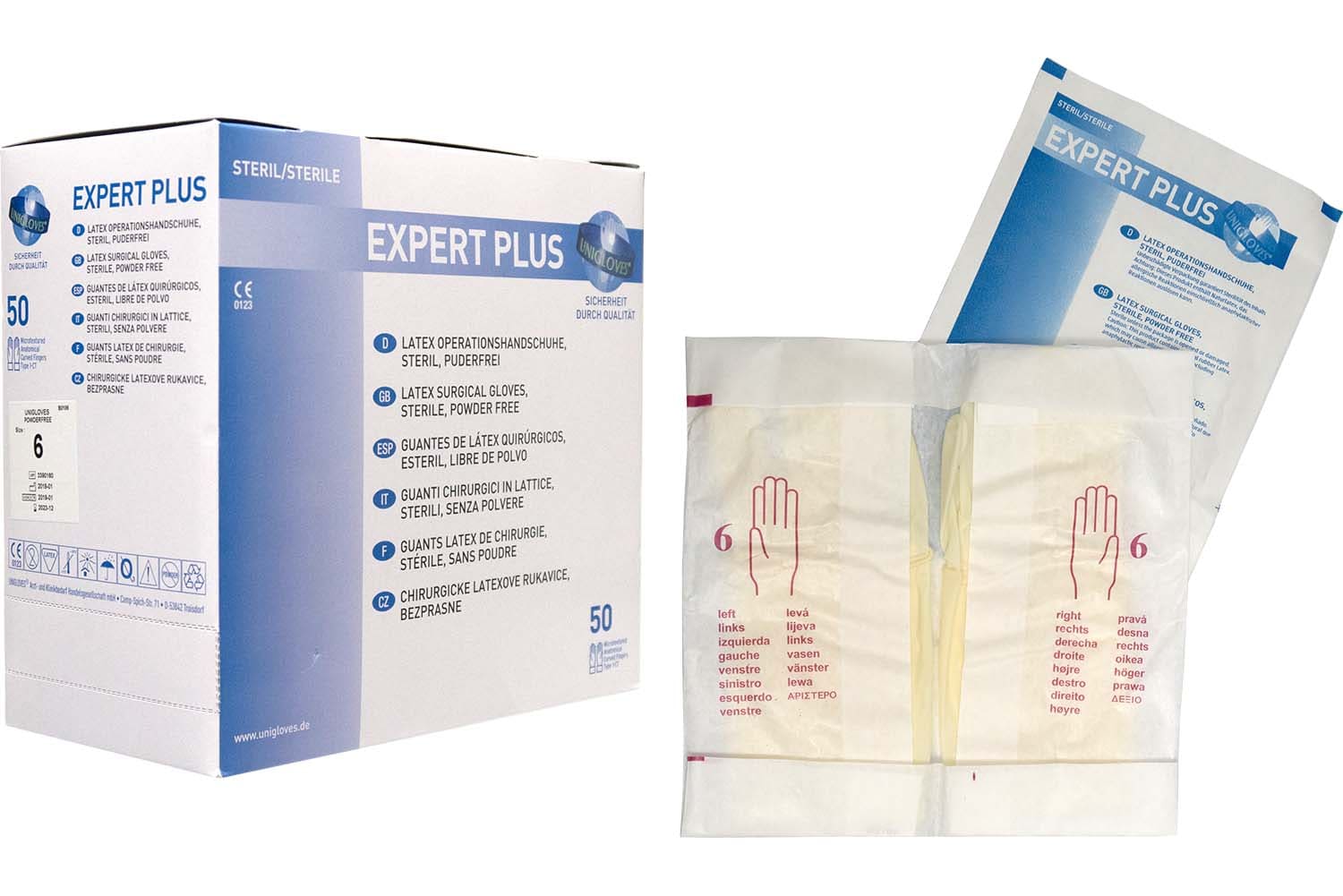 Latex gloves sterile and powder-free - white