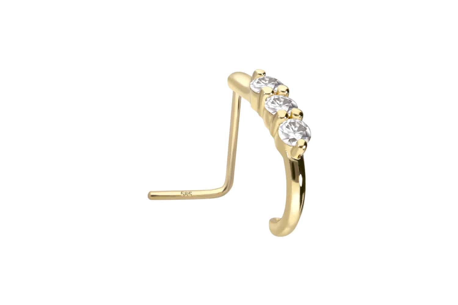 14/18 Karat Gold Nasenstecker 3 GROSSE MOISSANITE