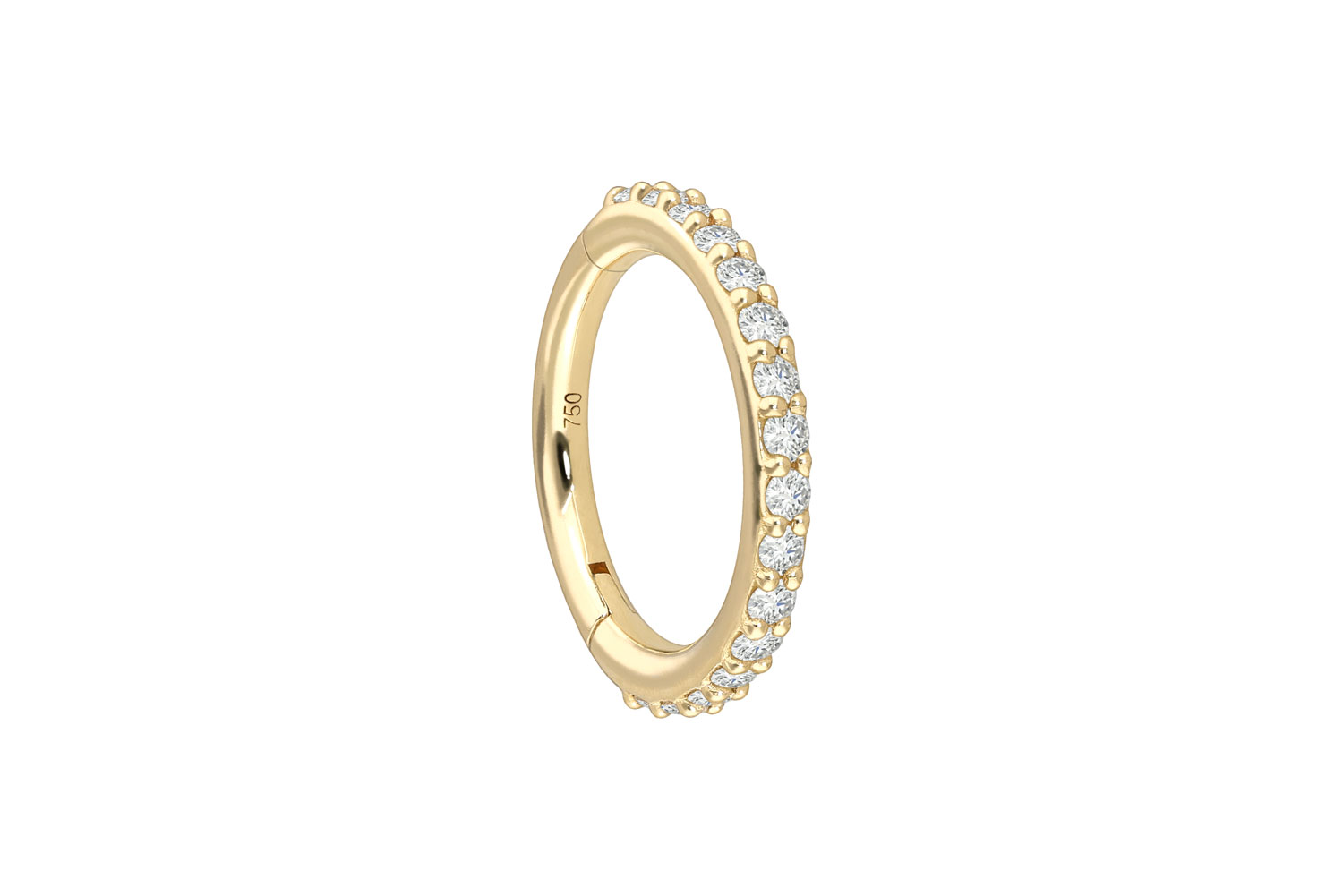 18 Karat Gold Segmentring Clicker EINGEFASSTE DIAMANTEN