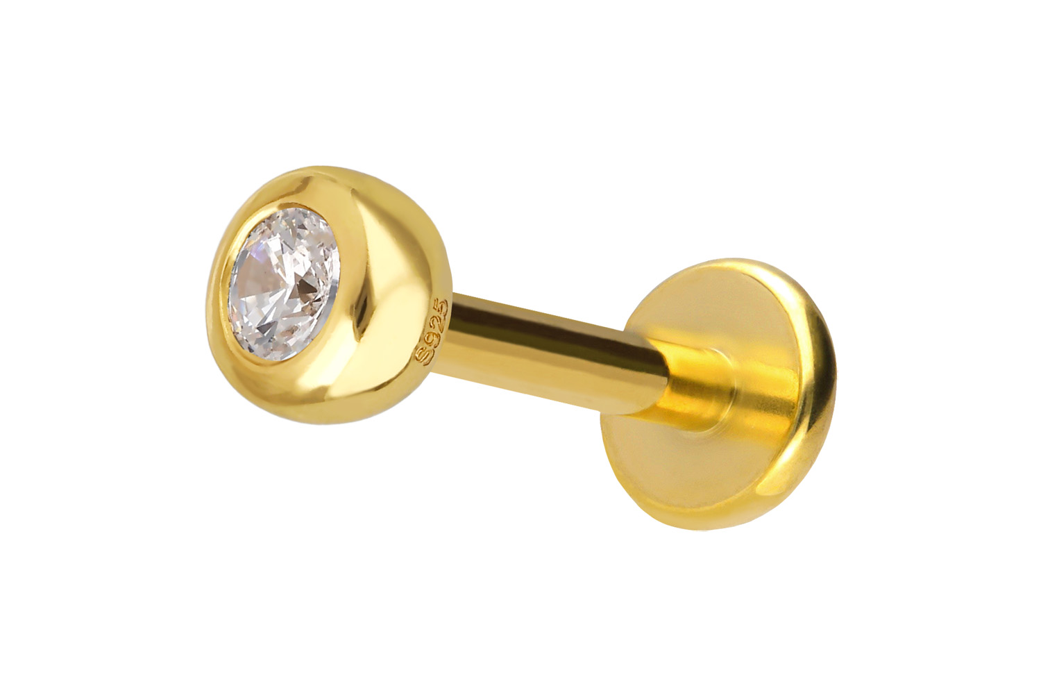 Titanium labret with internal thread + 925 silver attachment MOISSANITE