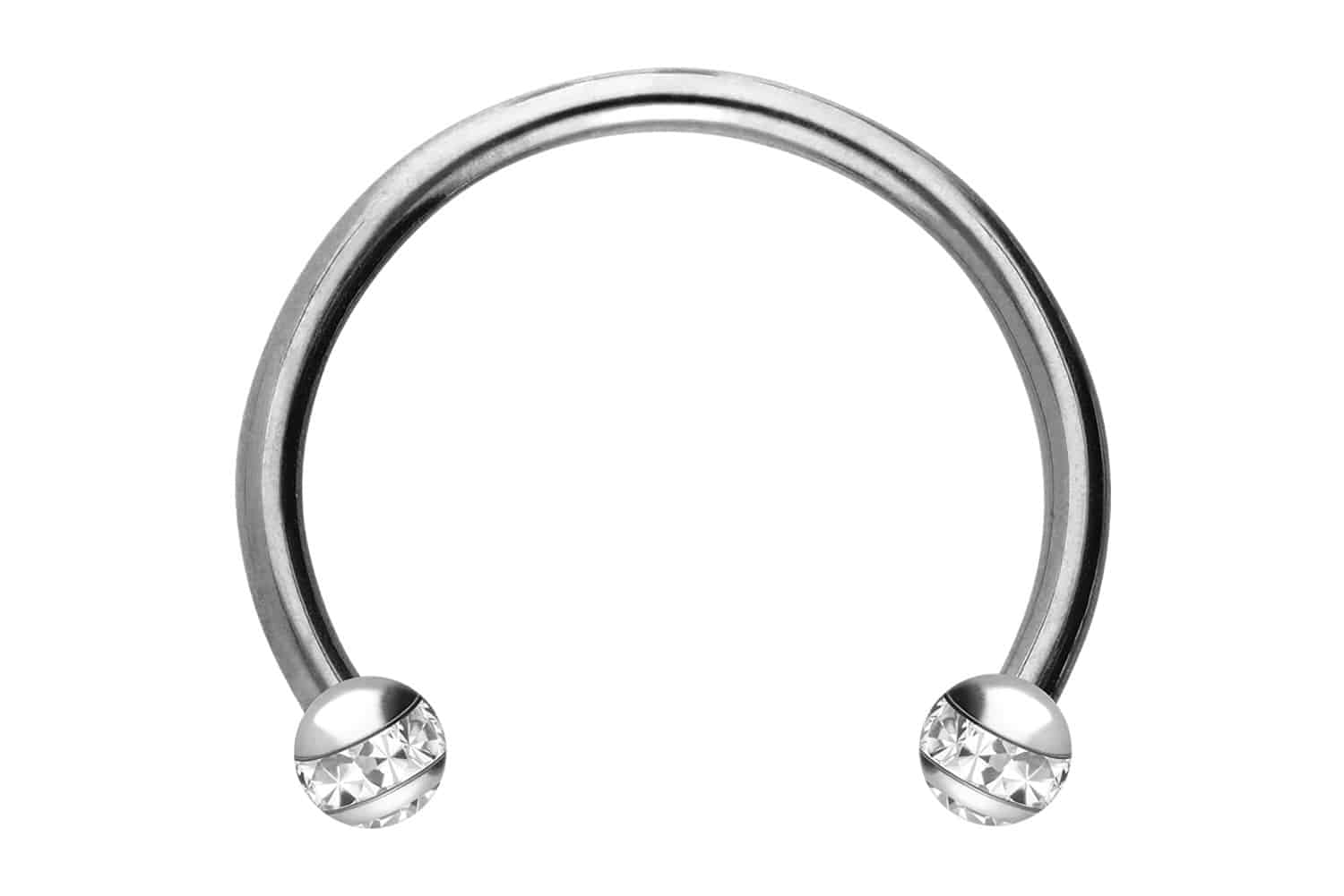 Chirurgenstahl Hufeisenring EPOXY-RING-KUGELN + KRISTALLE