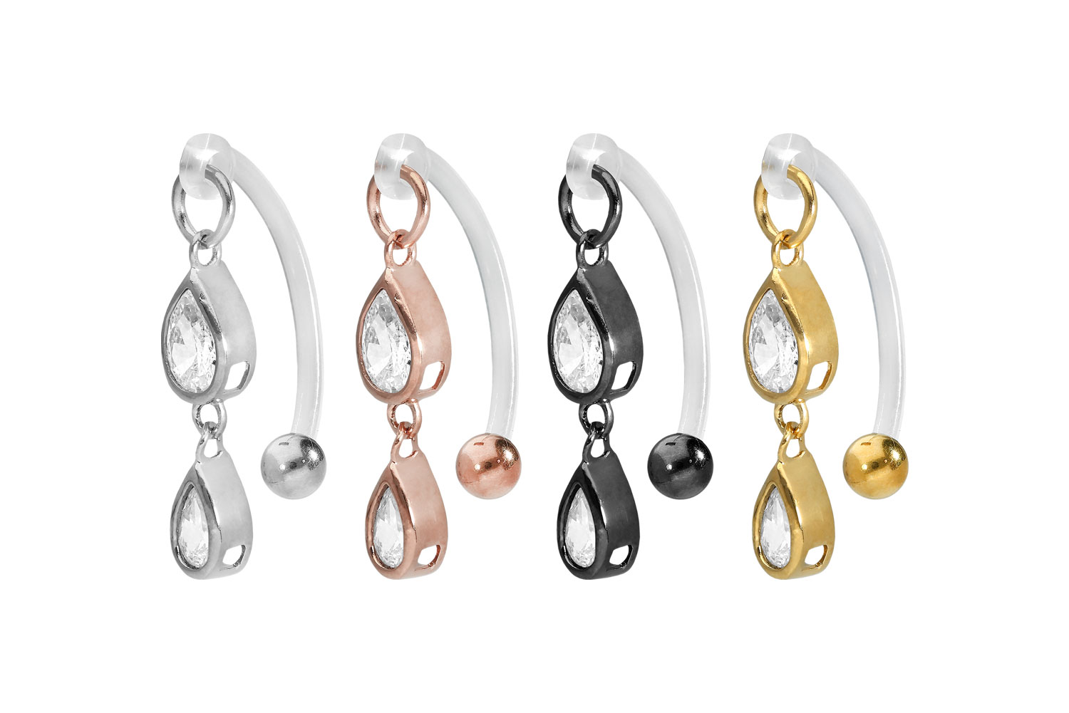 PMFK bananabell with surgical steel design TWO CRYSTAL DROPS