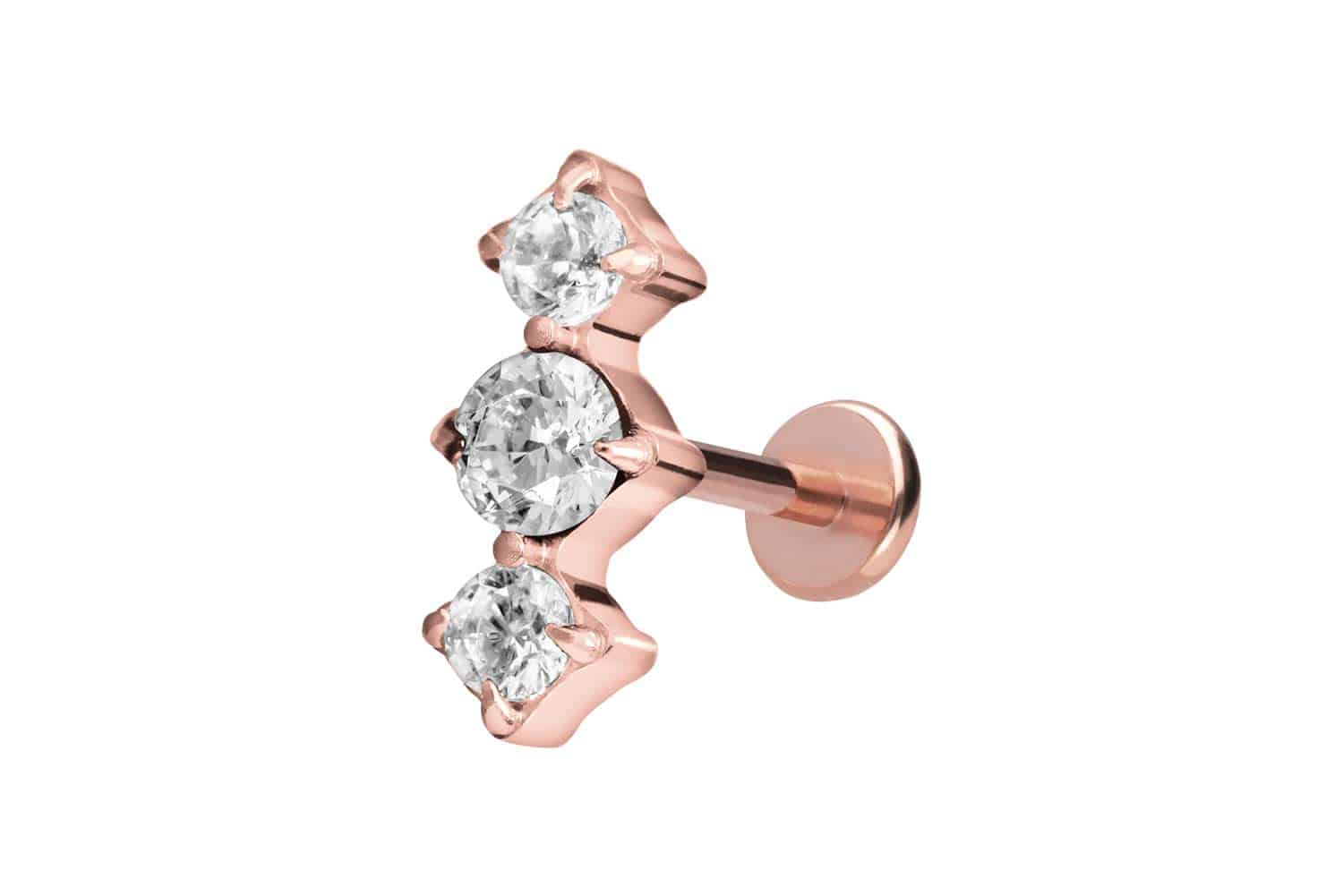 PIERCINGLINE Piercing Stecker Titan Labret mit Push Fit 3 EINGEFASSTE KRISTALLE - Bild 21 von 52