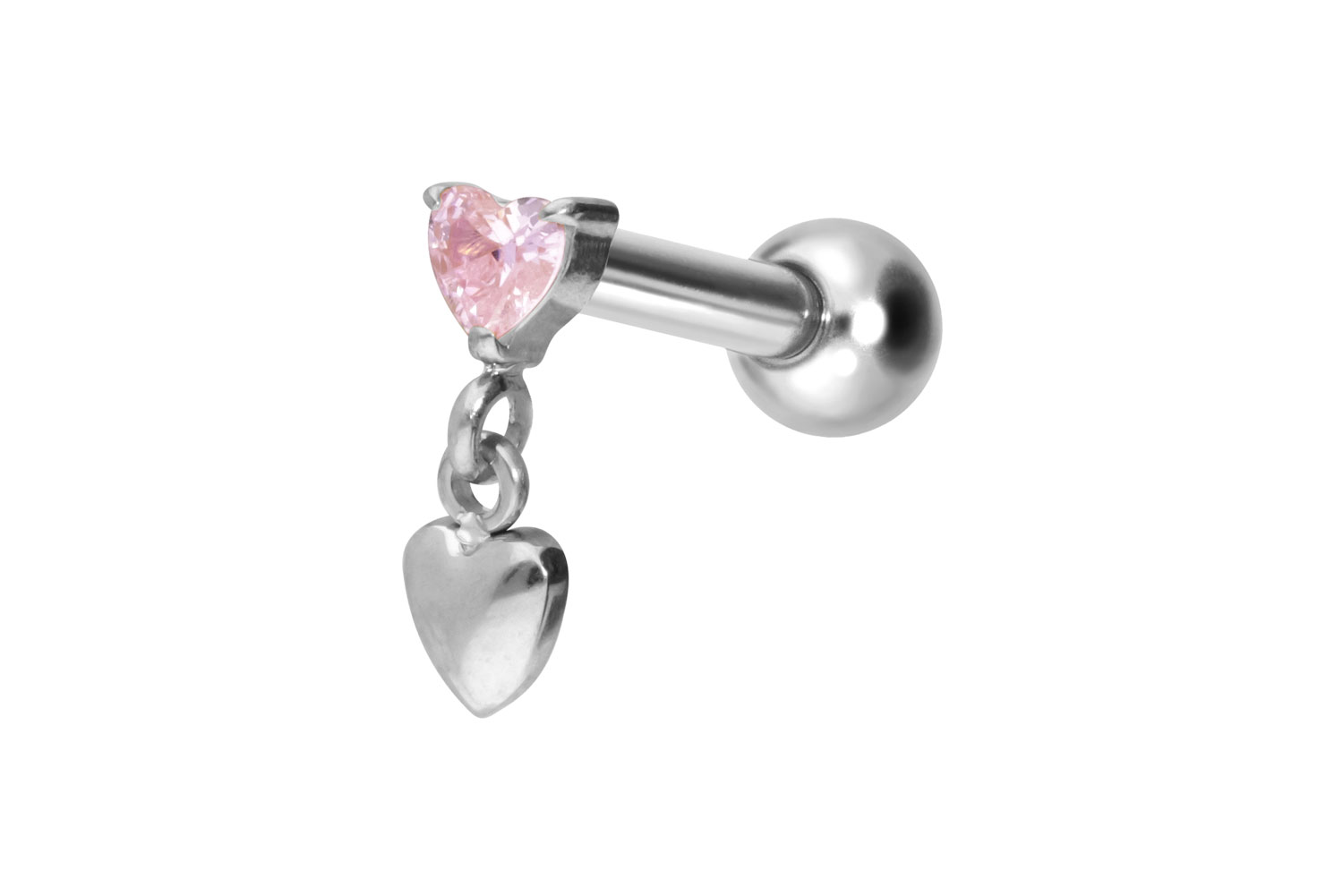Titanum ear piercing with internal thread 2 HEARTS