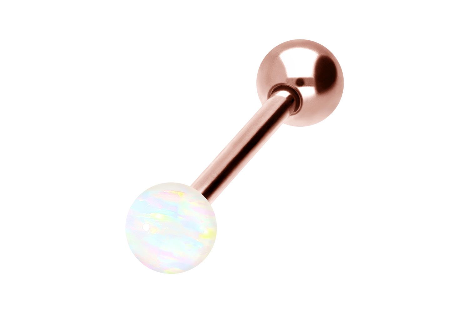 Surgical steel barbell SYNTHETIC OPAL + SURGICAL STEEL BALL