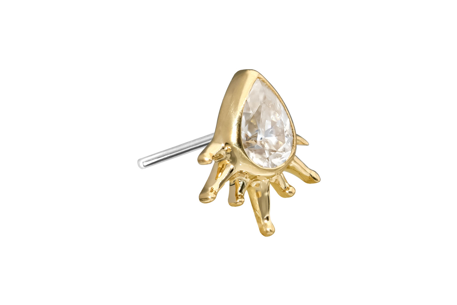 14 carat gold attachment with titanium push pin MOISSANITE-DROP + SUNRAYS