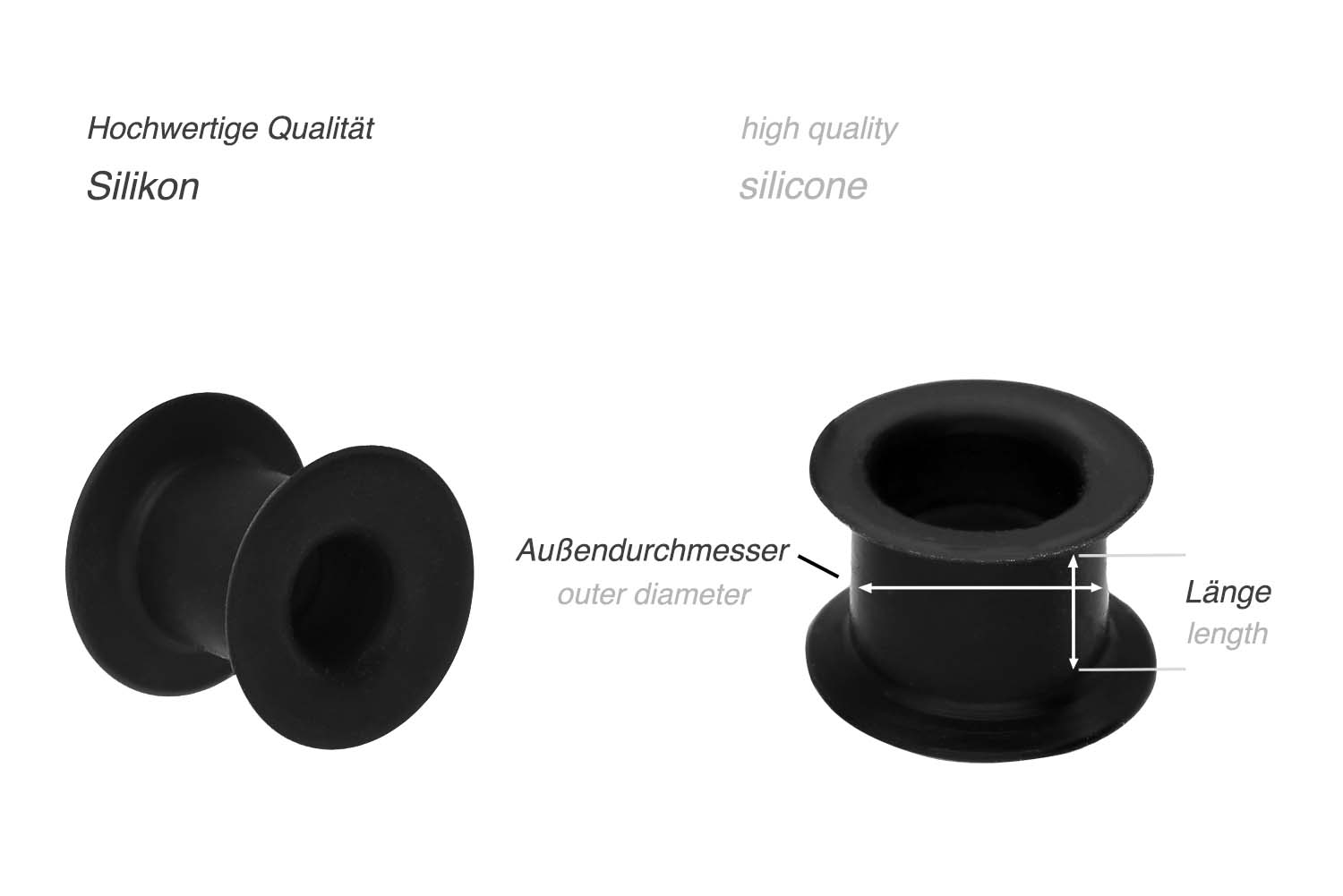 Silicone double flared tunnel SINGLE COLORED