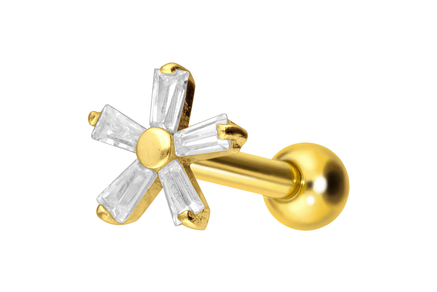 Titanium ear piercing with internal thread CRYSTAL FLOWER