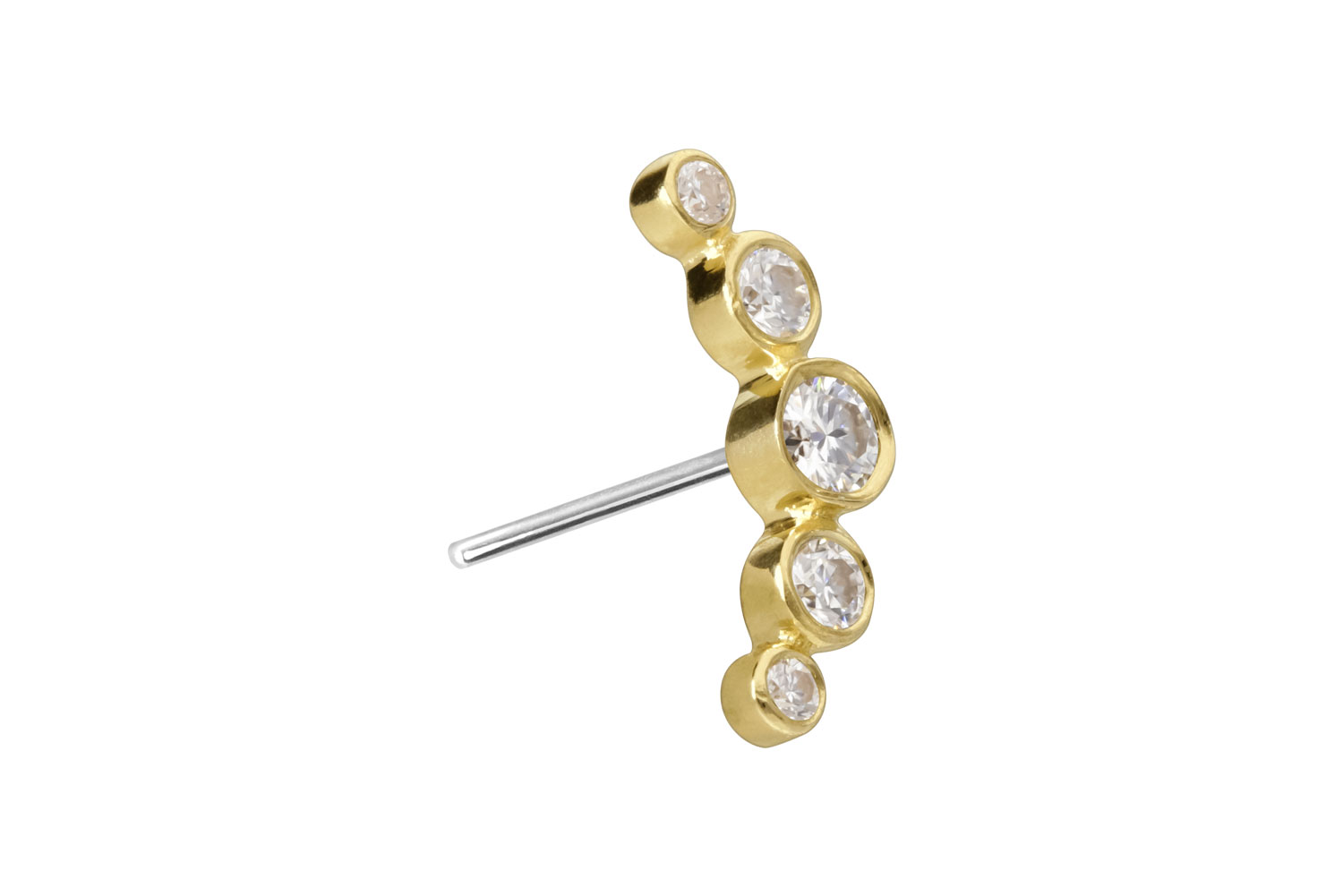 14 Karat Gold Aufsatz mit Titan Push Pin MOISSANIT-BOGEN