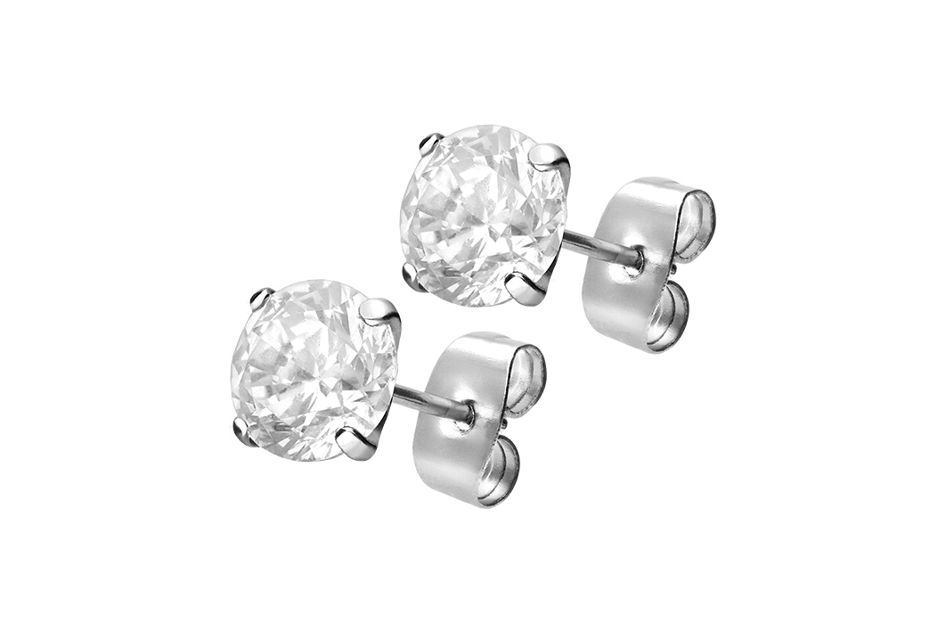 Surgical steel ear studs SETTED CRYSTAL