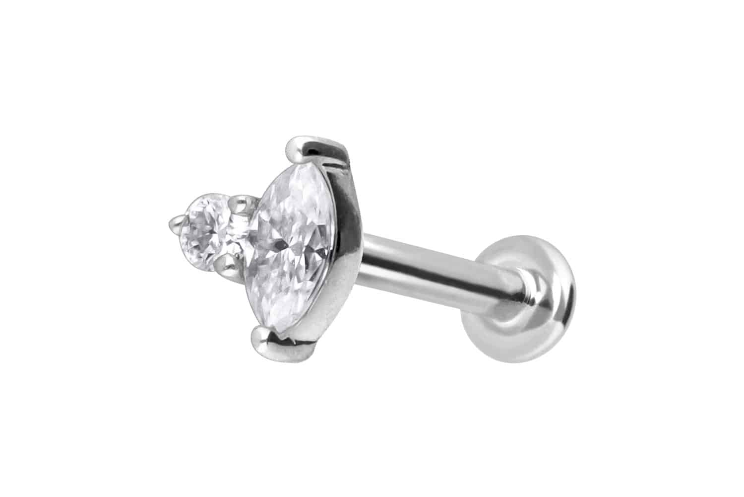 14 Karat Gold Labret mit Innengewinde MOISSANIT-DESIGN