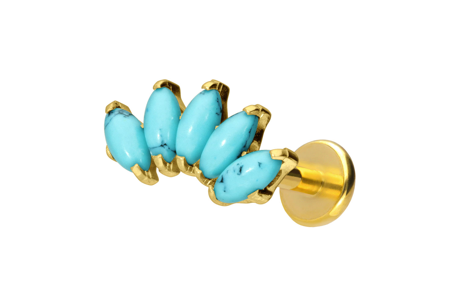 Titanium labret with push fit ARCH + SYNTHETIC TURQUOISES