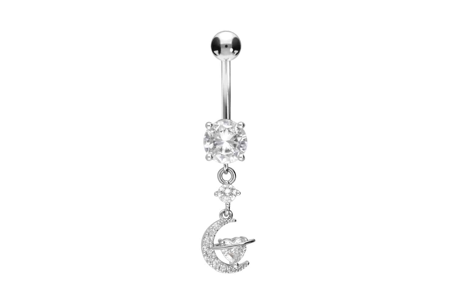 Surgical steel bananabell CRYSTAL MOON + CRYSTAL HEART