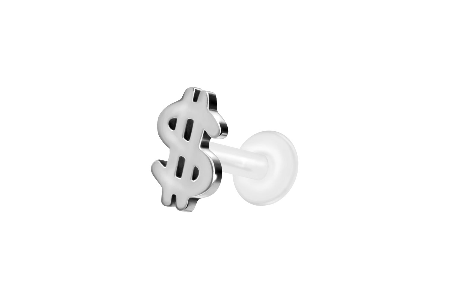 PTFE Labret mit Innengewinde + Titan-Aufsatz DOLLARZEICHEN