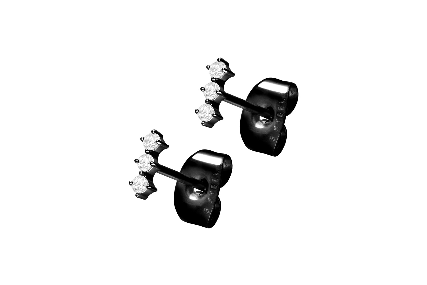 Chirurgenstahl Ohrstecker 3 KRISTALLE