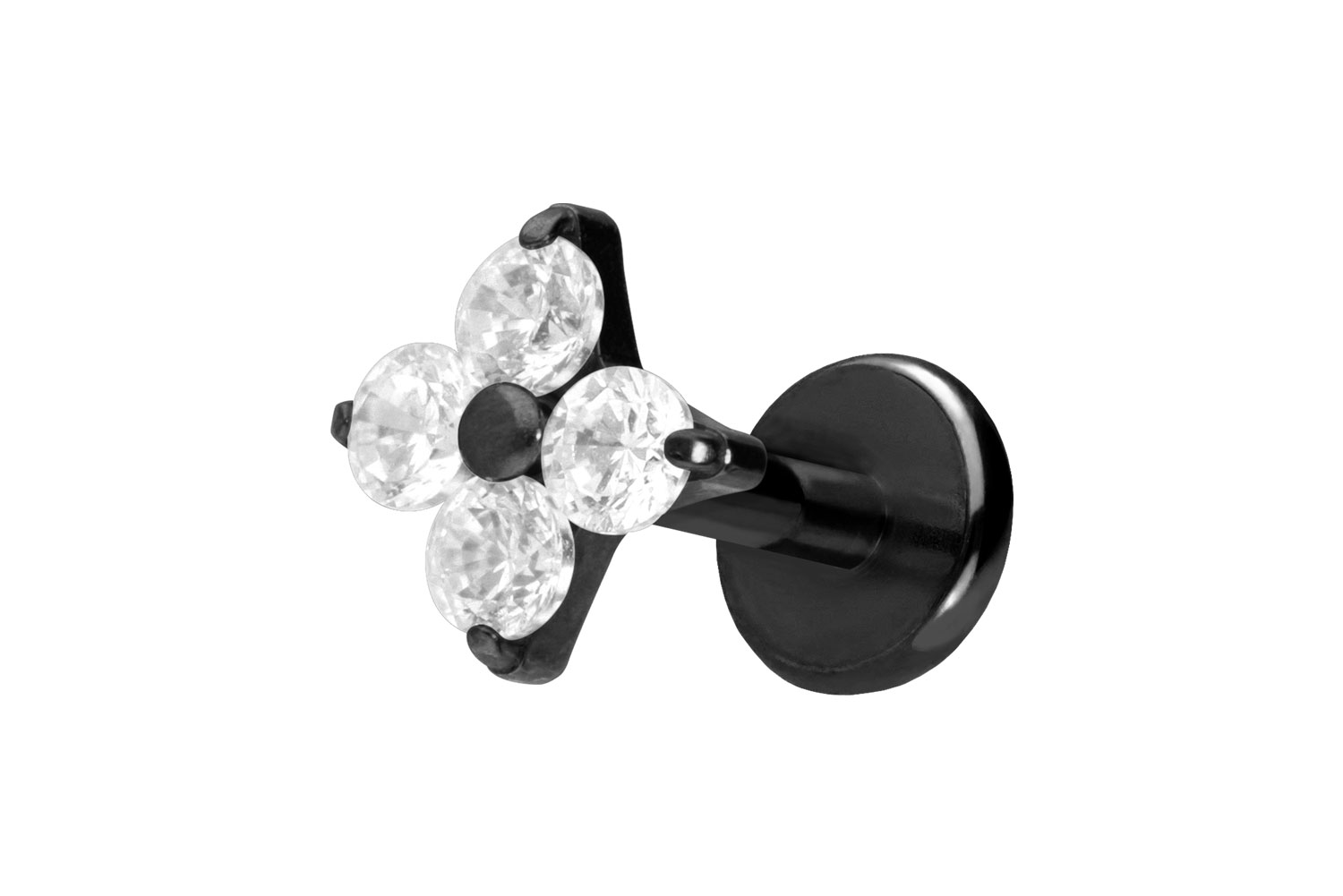 Titanium labret with push fit CRYSTAL FLOWER
