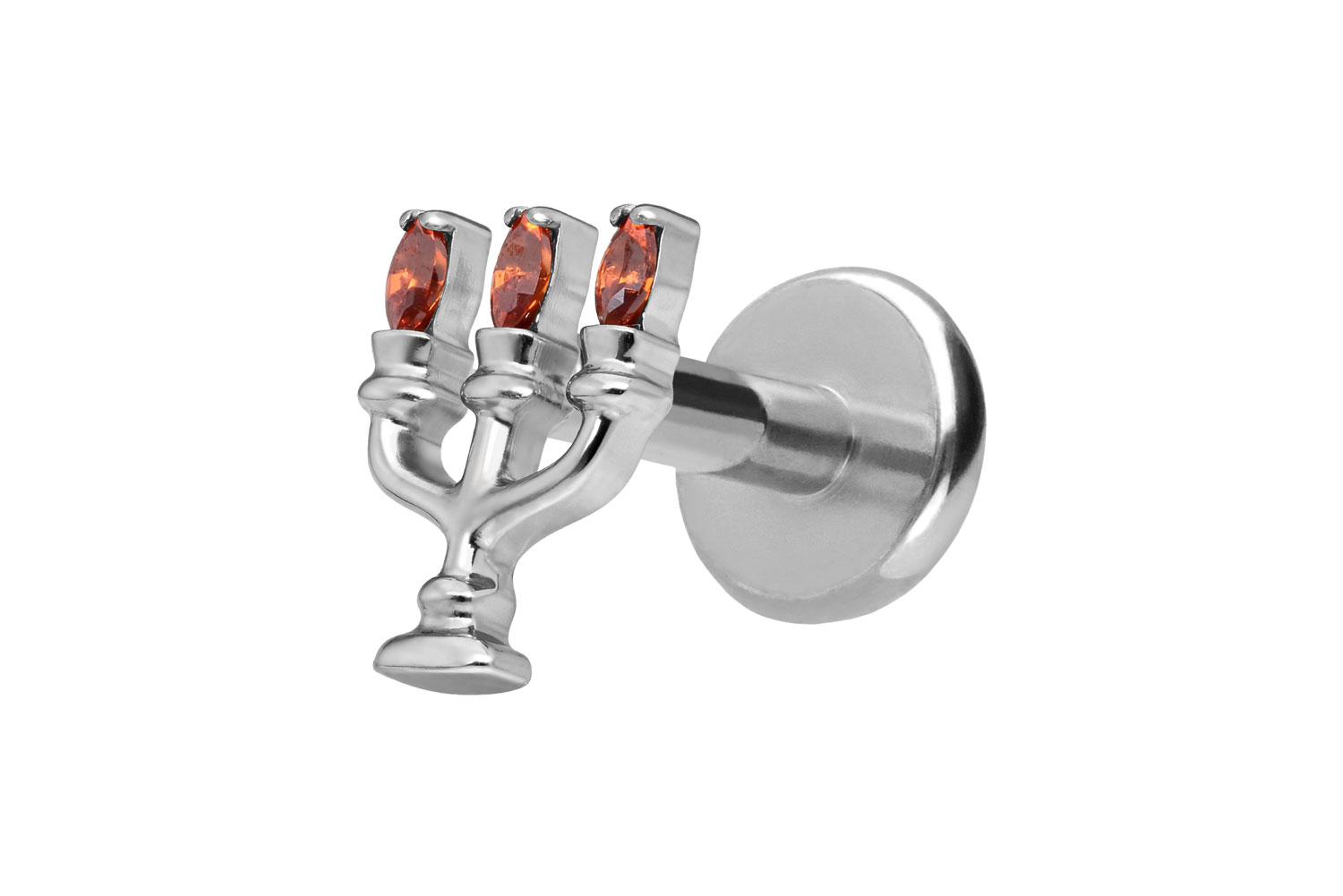 Titanium labret with push fit CANDLEHOLDER