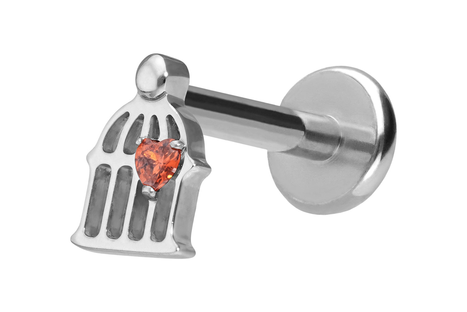 Titanium labret with push fit CAGE