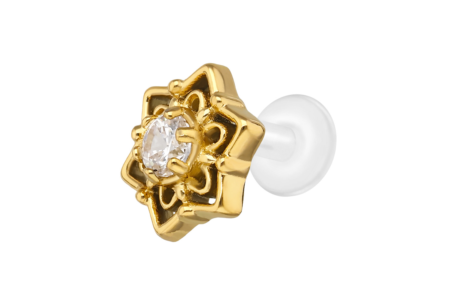 PTFE labret with internal thread + titanium attachment SNOWFLAKE