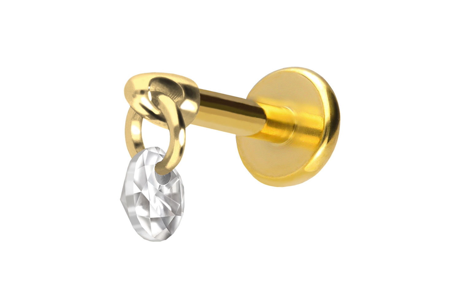 Titanium labret with push fit ROUND CRYSTAL