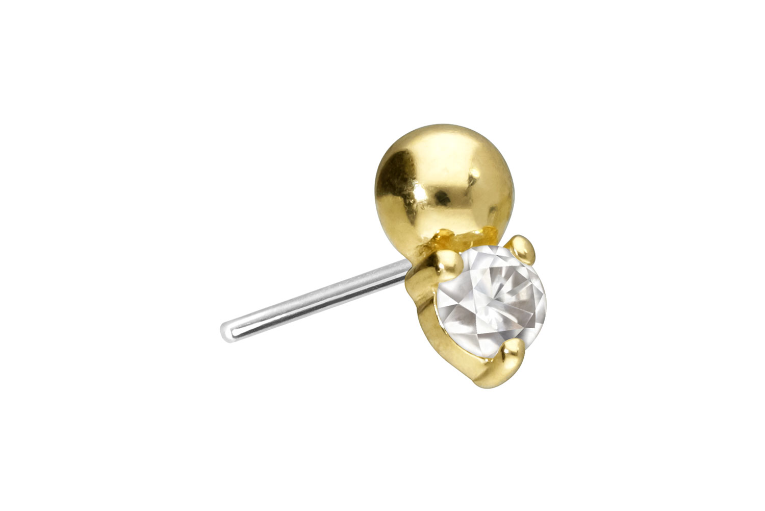 14 carat gold attachment with titanium push pin MOISSANITE + BALL