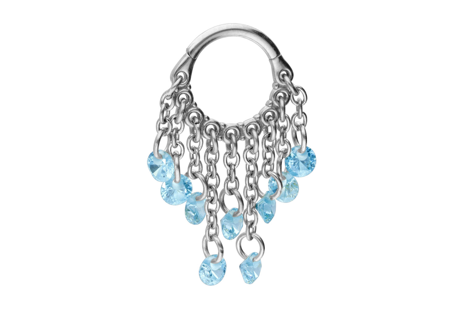 Chirurgenstahl Segmentring Clicker KETTENVORHANG + KRISTALLE