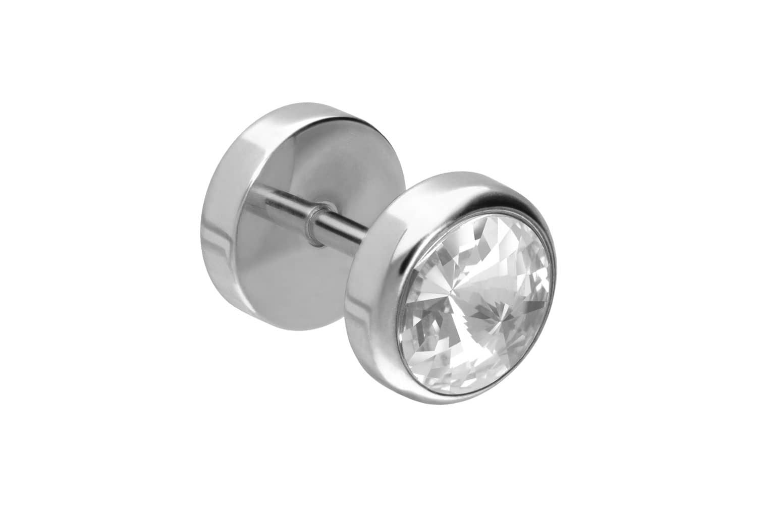 Chirurgenstahl Fake Plug GROSSER KRISTALL