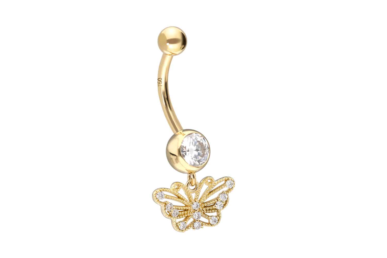 18 Karat Gold Bananabell MOISSANITE + SCHMETTERLING