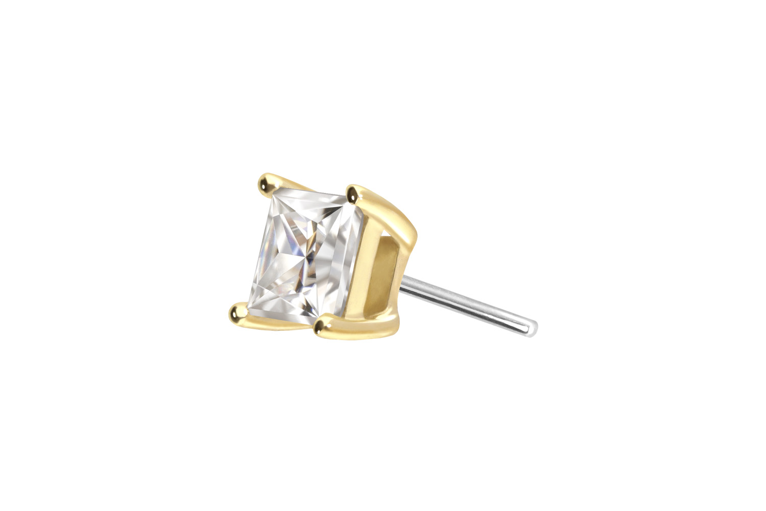 14 carat gold attachment with titanium push pin MOISSANITE SQUARE