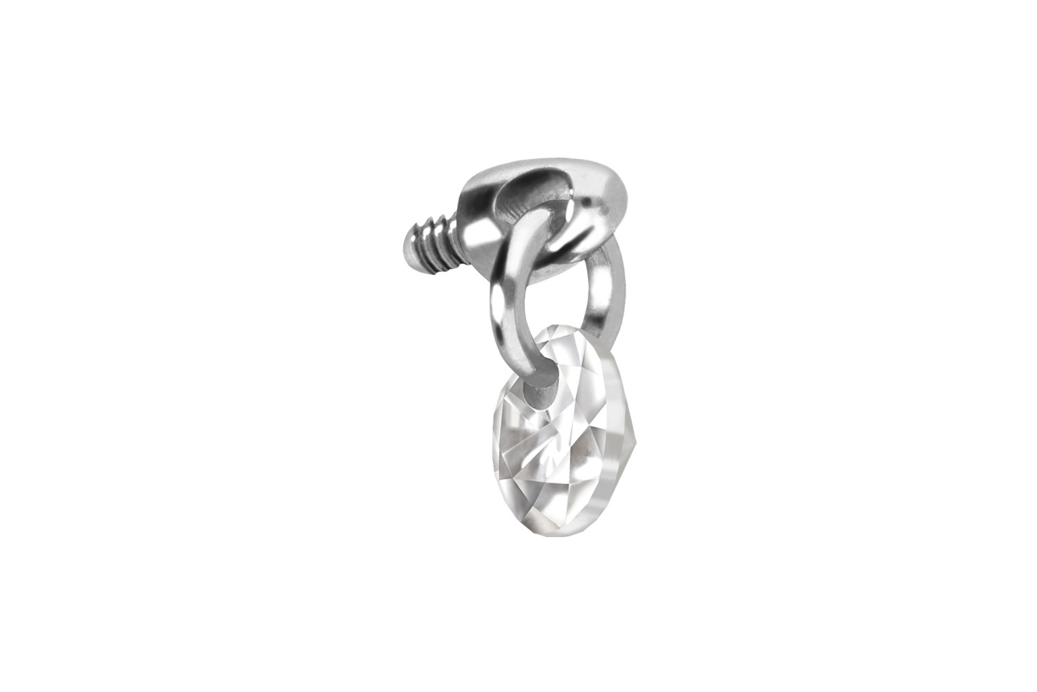 Titanium screw-in attachment with external thread ROUND CRYSTAL