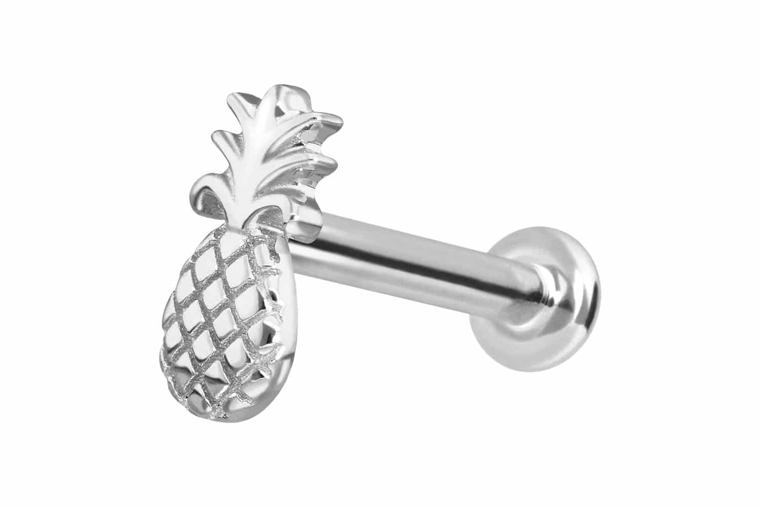 14 carat gold labret with push fit PINEAPPLE