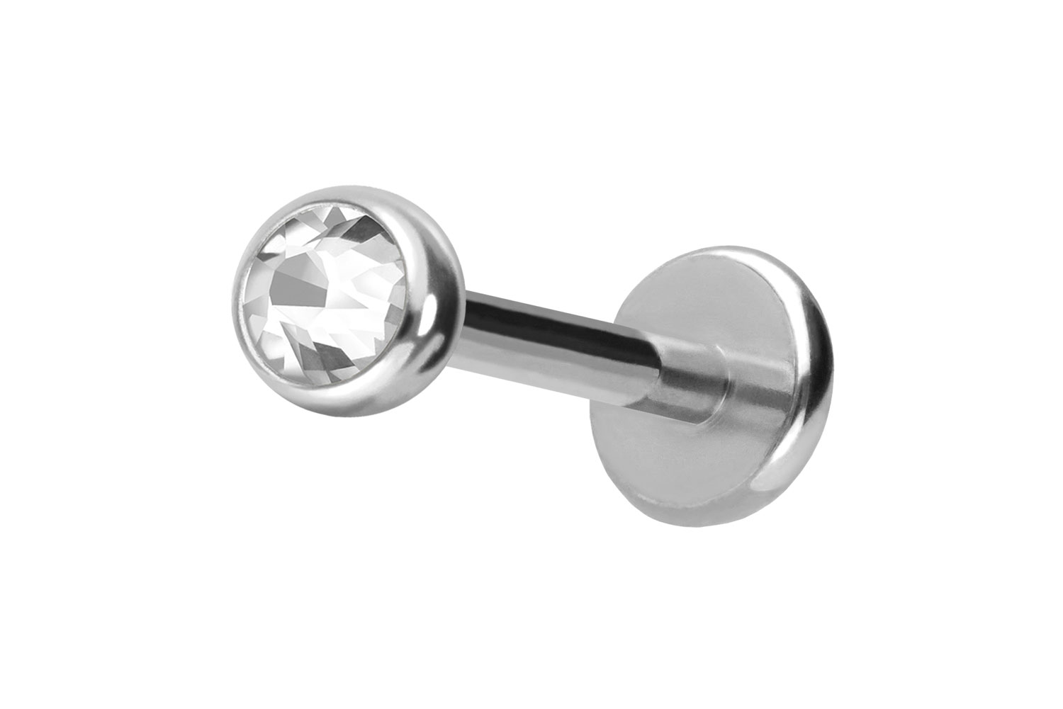 Titan Labret mit Push Fit KRISTALL