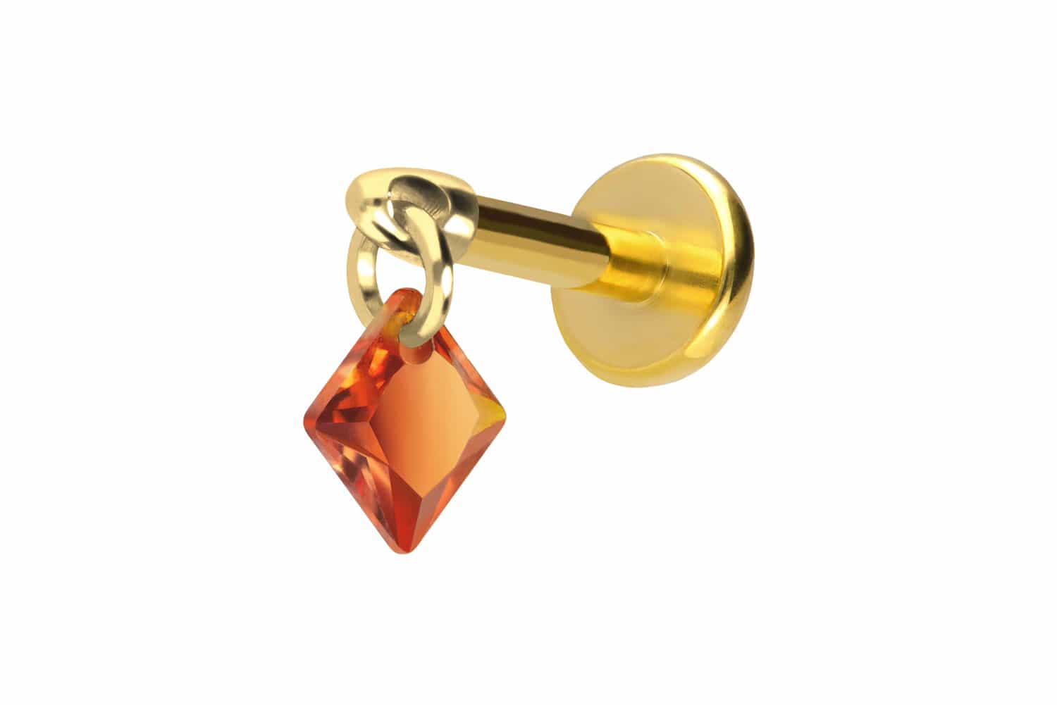 Titanium labret with push fit CRYSTAL SQUARE