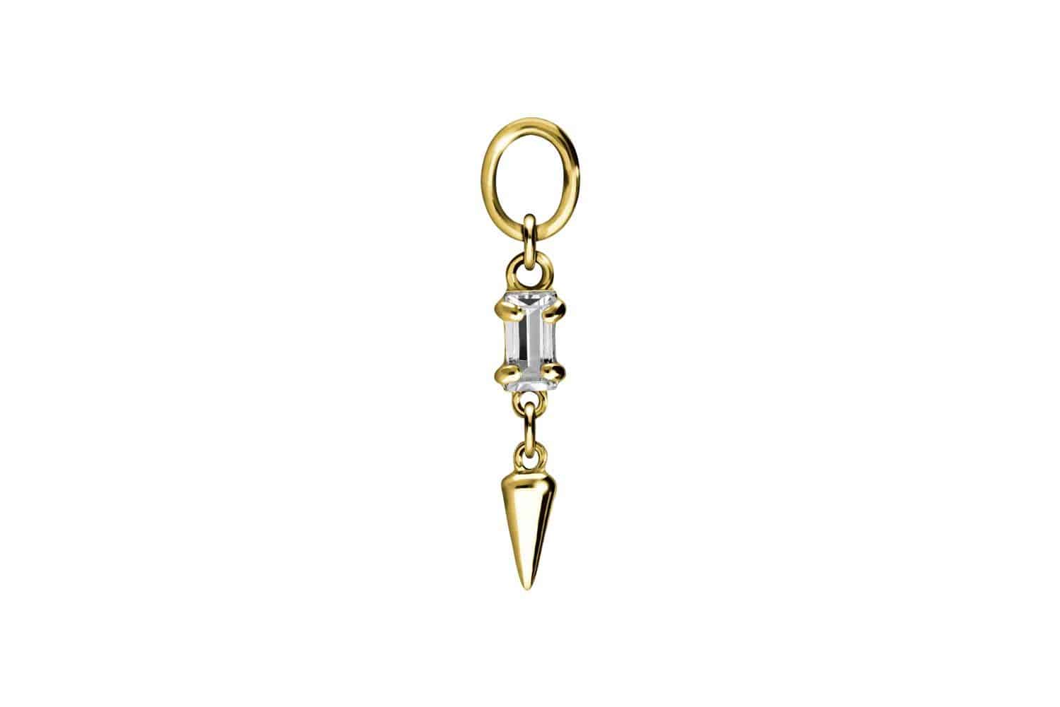 18 carat gold pendant for clickers CRYSTAL RECTANGLE + CONE