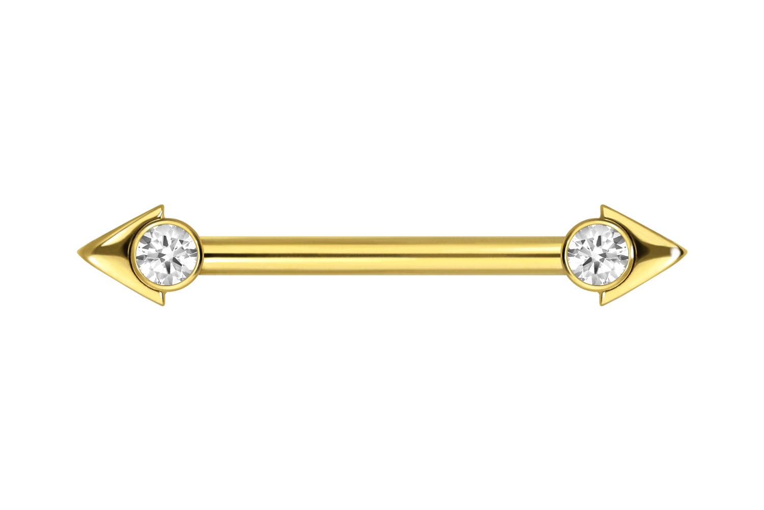 Titan Nippelpiercing mit Innengewinde PFEILSPITZE + KRISTALL