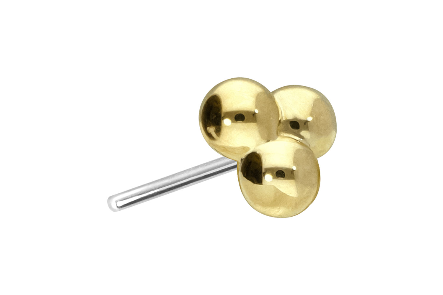 14 Karat Gold Aufsatz mit Titan Push Pin 3 KUGELN