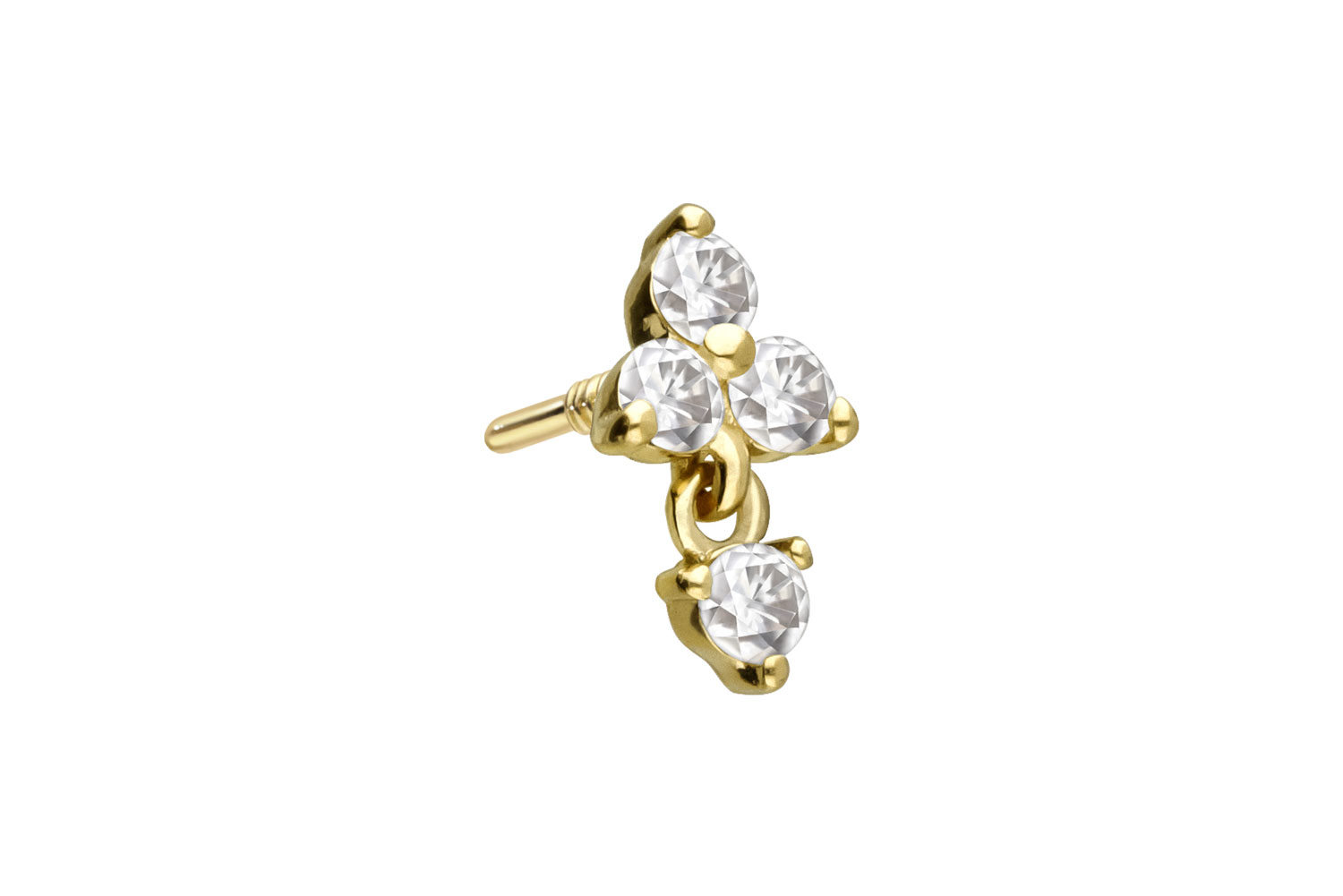 14 carat gold screw-in attachment with external thread MOISSANITE FLOWER + MOISSANITE