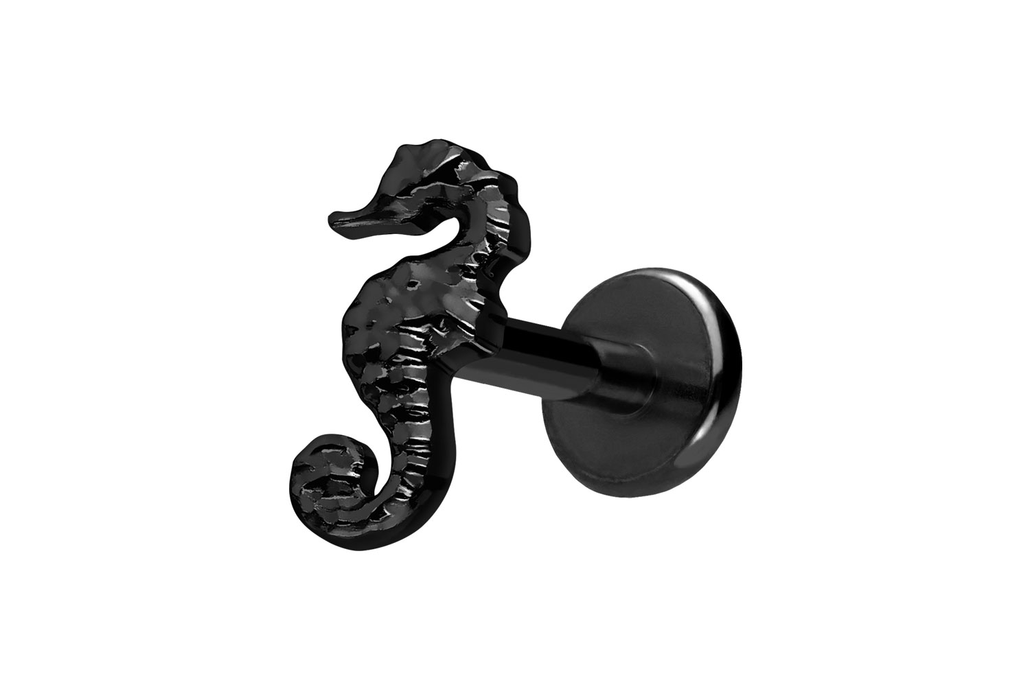 Titanium labret with push fit SEAHORSE