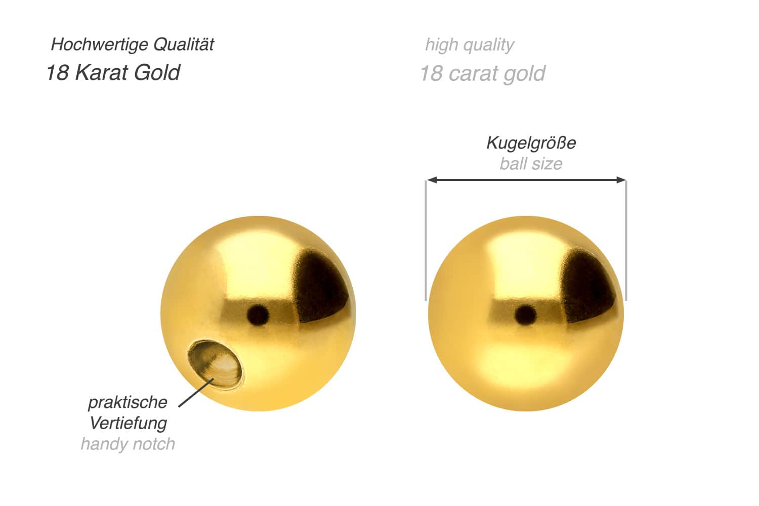 18 carat gold clip-in ball