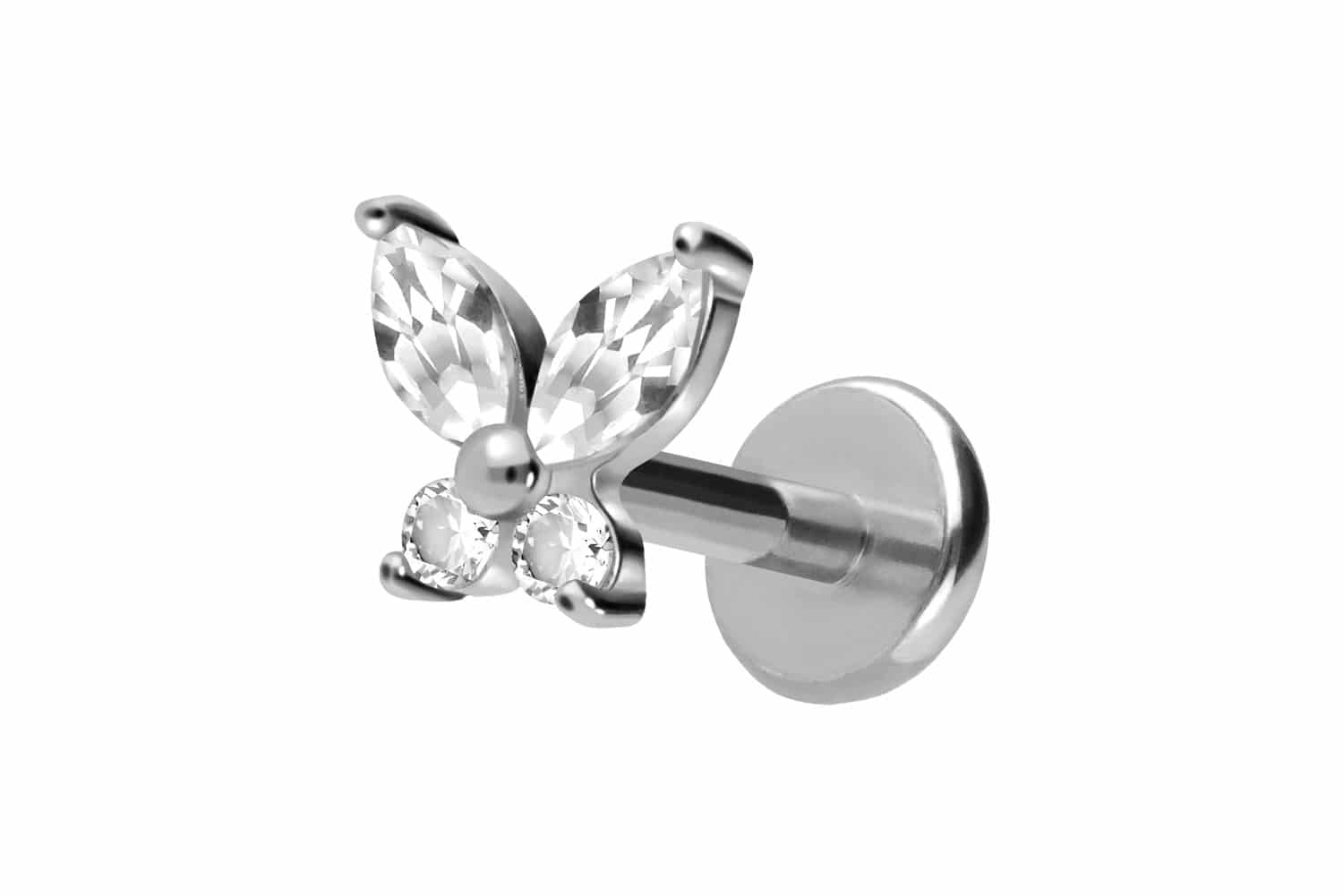 Titan Labret mit Push Fit KRISTALLSCHMETTERLING