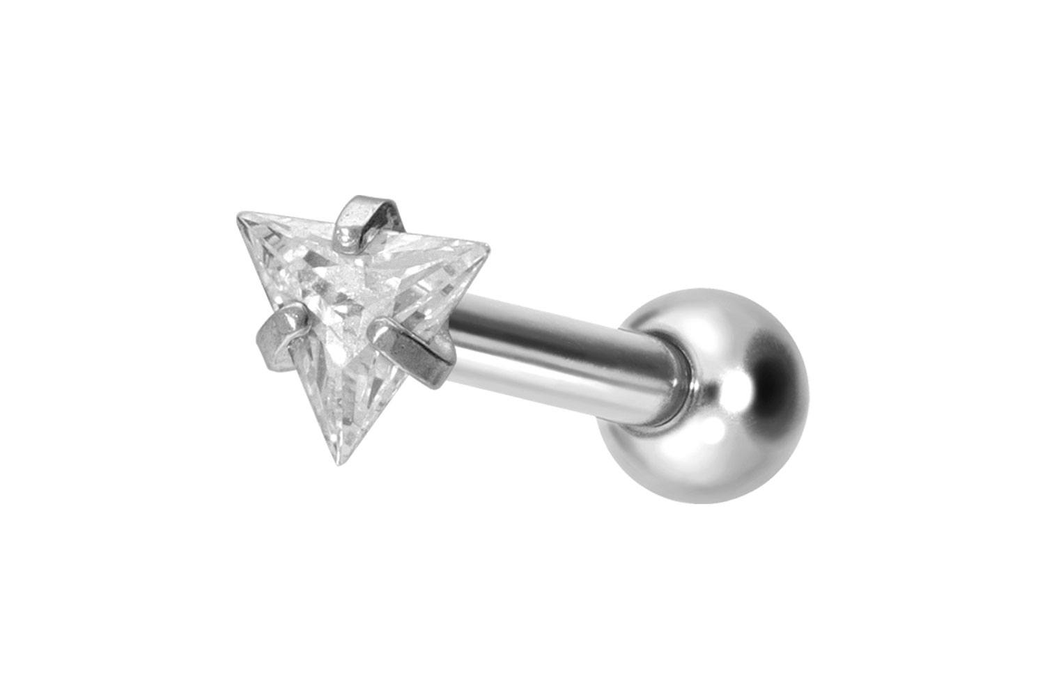 Titanium ear piercing with internal thread SET CRYSTAL TRIANGLE