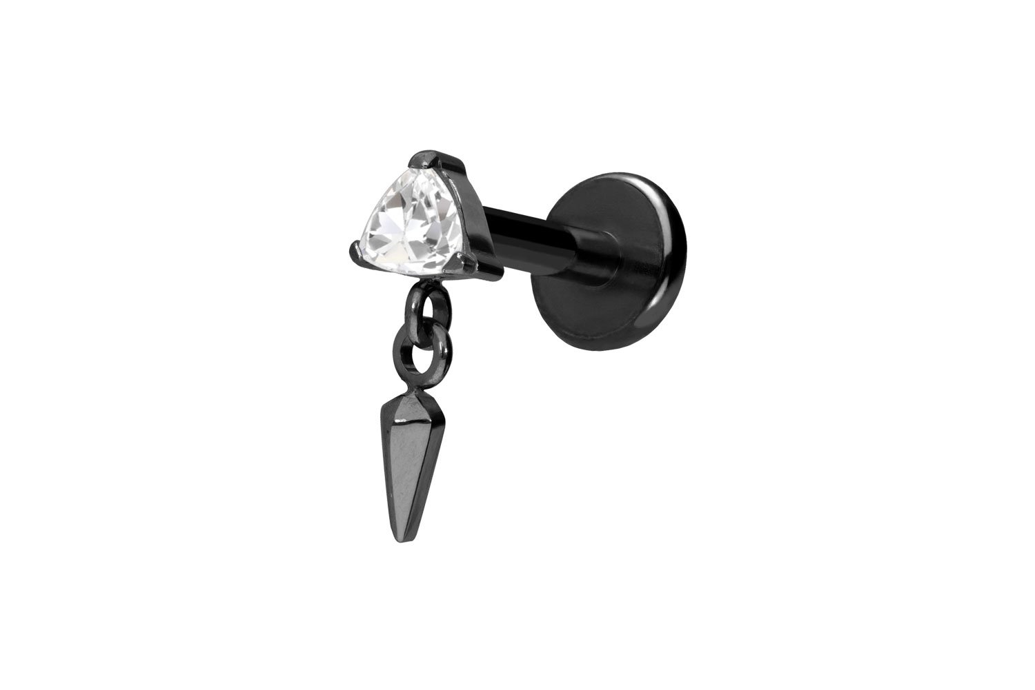 Titanium labret with push fit CRYSTAL TRIANGLE + CONE