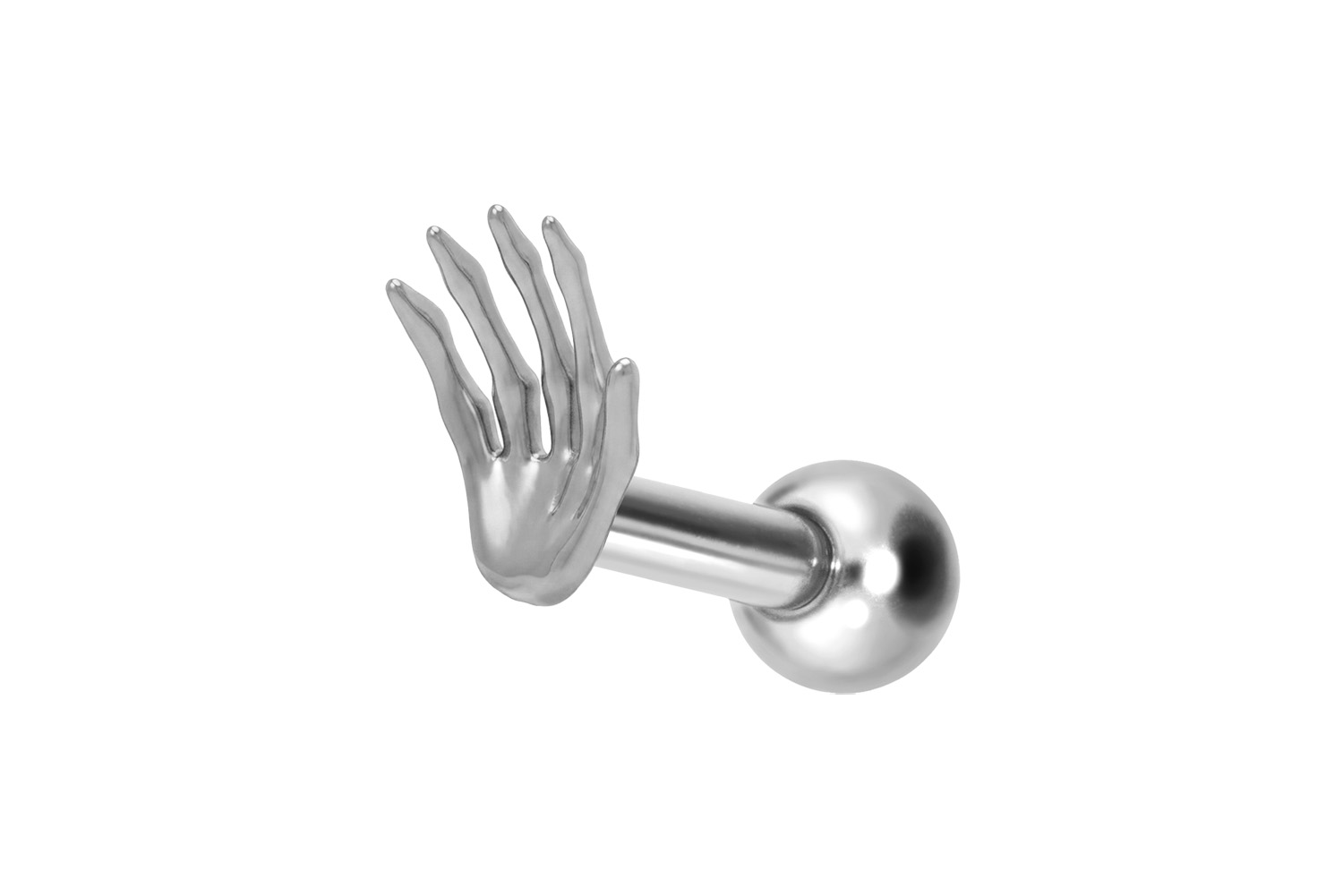 Titanium ear piercing with internal thread SKELETON HAND